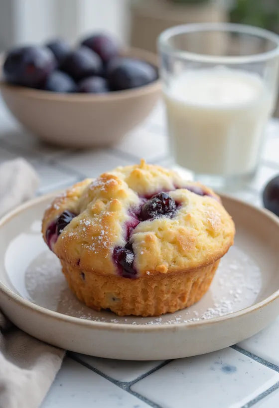 Švestkové muffiny servírované na talíři