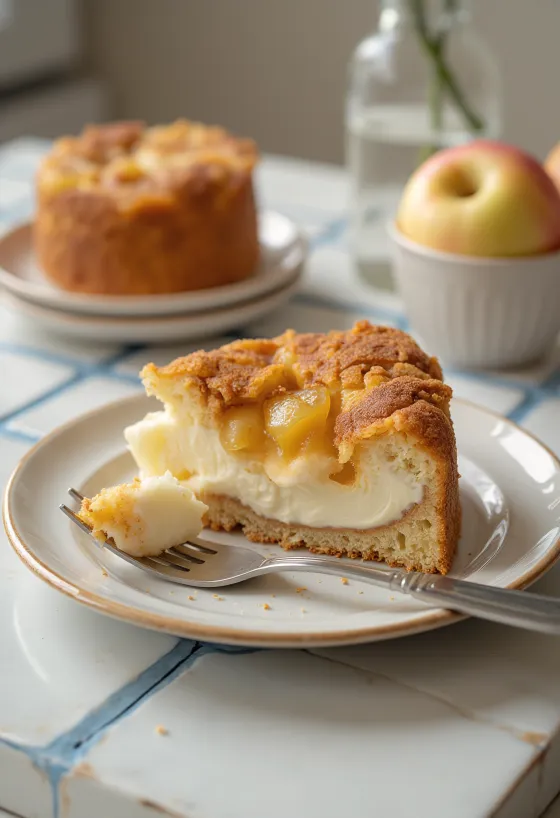 Jablečno-skořicový tvarohový dort zdobený jablky a skořicí