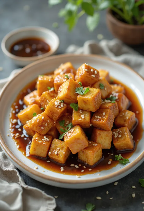 Pečené tofu s česnekovou omáčkou