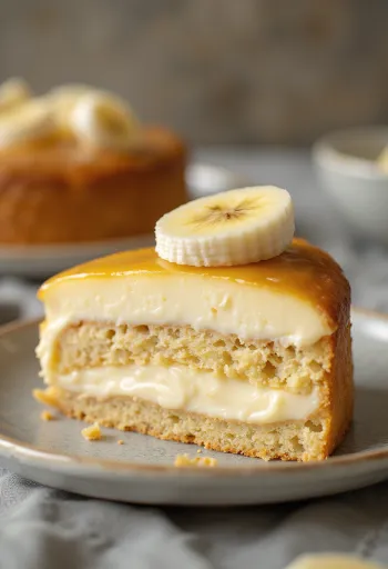Banánový dort s mascarpone při podávání