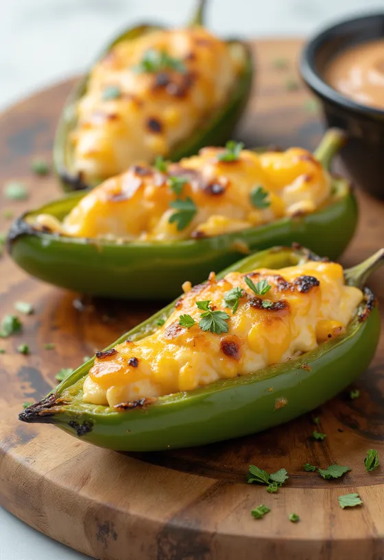 Grilované Jalapeno Poppers na BBQ servírované na prkénku