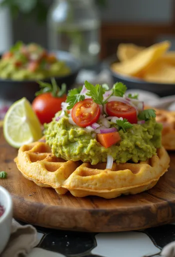 Vafle s guacamole na talíři