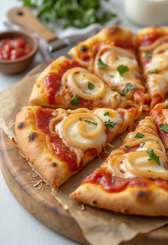 Pizza con Cipolla s cibulí a mozzarellou