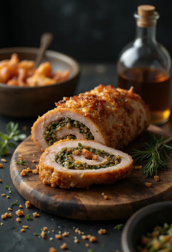 Sardinská Porchetta, italské tradiční vepřové maso s křupavou kůží