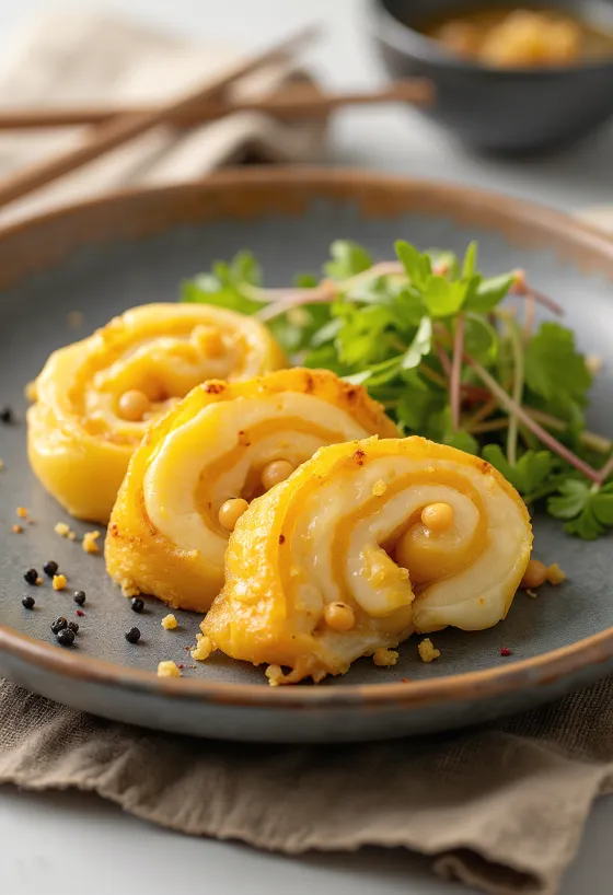 Tamagoyaki s cizrnou, omeleta s bohatou cizrnovou náplní