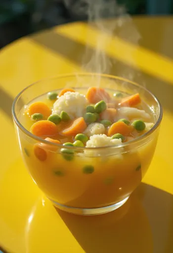 Čerstvá zeleninová polévka s mrkví, celerem a petrželkou