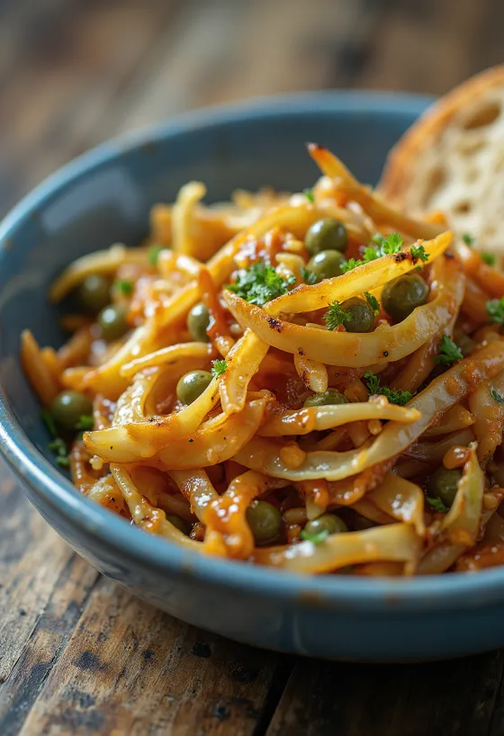 Grilovaný zelný salát s kapary na BBQ servírovaný v míse