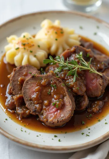 Sauerbraten servírovaný s knedlíkem