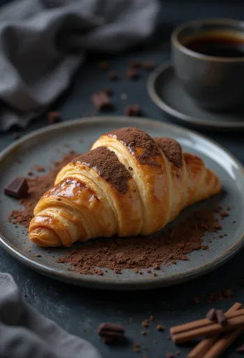 Tiramisu croissant při servírování