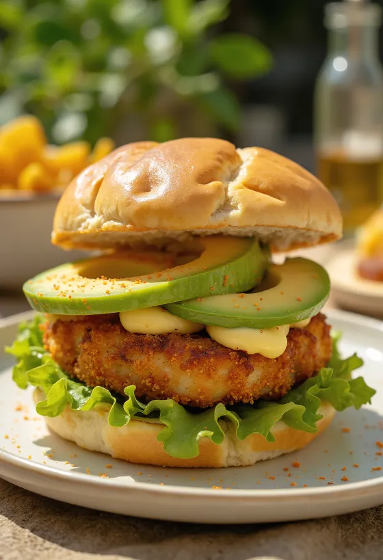 Tofu burger při podávání