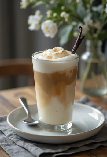 Vanilkové latte čerstvě servírované