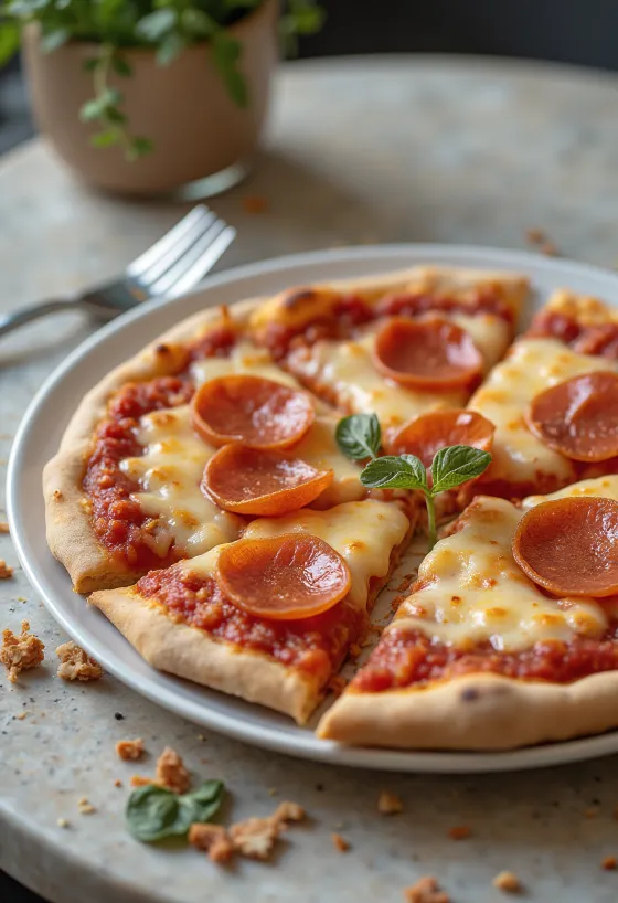 Veganská pepperoni pizza s rostlinným sýrem a klobásou