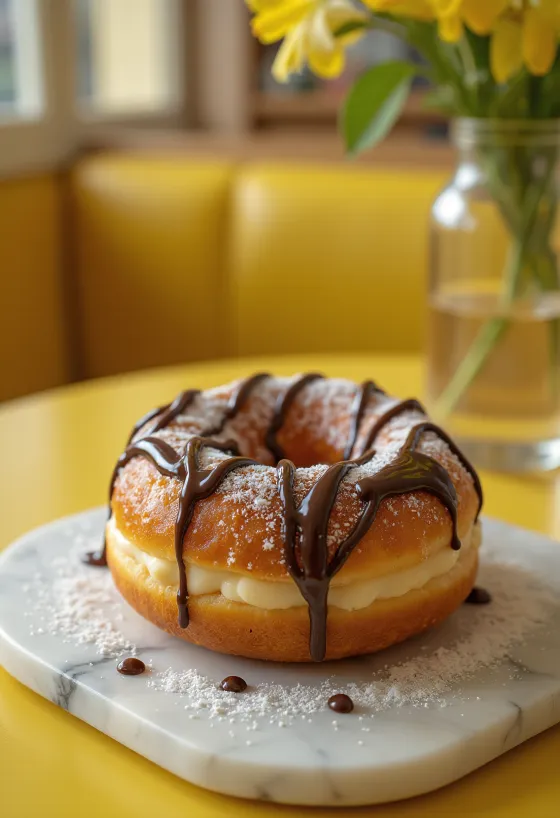 Krémová kobliha Baileys servírovaná