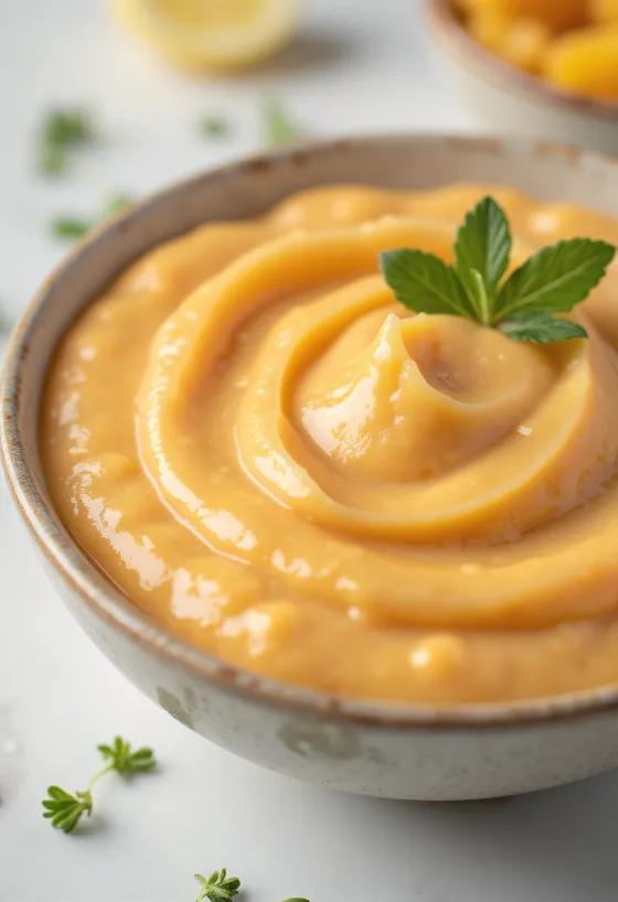Mangovo-limetková omáčka s tahini servírovaná