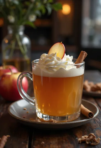 Cider s jablečnou pálenkou servírovaný ve sklenici