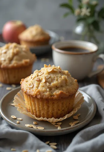Jablečno-ovesné muffiny na talíři