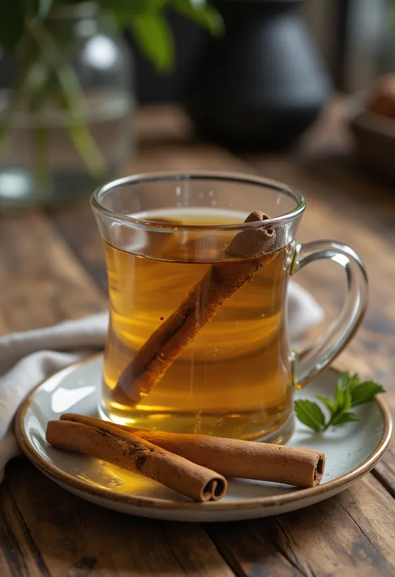 Mátovo-skořicový čaj v hrnku