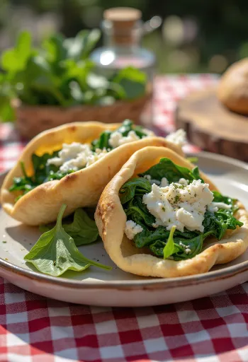 Špenátová pita se sýrem Feta a čerstvou zeleninou