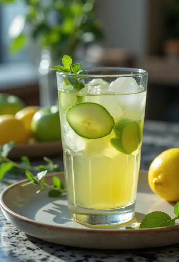Ledový cider se zeleným jablkem čerstvě servírovaný