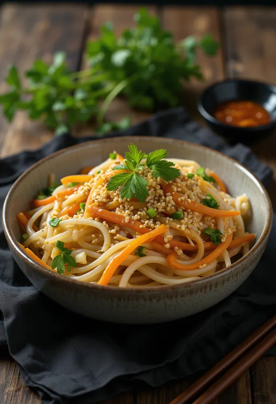 Osvěžující japchae se zázvorem a zeleninou
