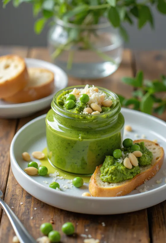 Pesto s hráškem a mátou, čerstvá zelená omáčka