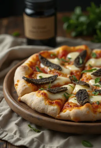 Lanýžová pizza podávaná s mozzarellou a parmazánem
