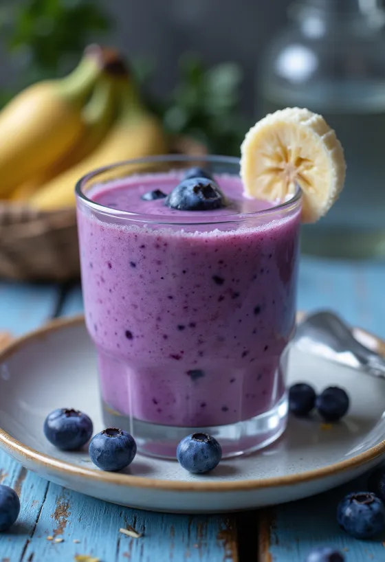 Borůvkové smoothie ve sklenici