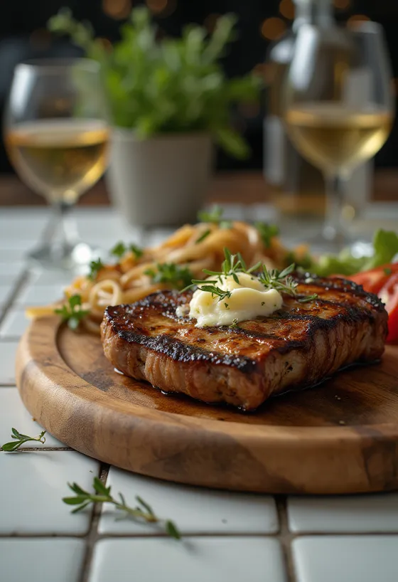 Grilovaný klokaní filet podávaný s pečenou zeleninou