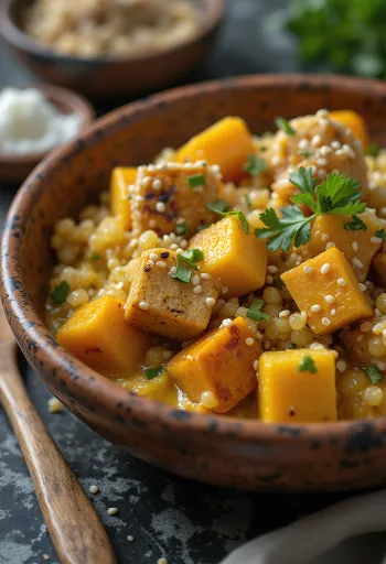 Dýňové quinoa kari s tofu