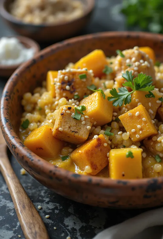 Dýňové quinoa kari s tofu