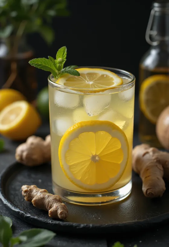 Medovo-zázvorová limonáda čerstvě servírovaná