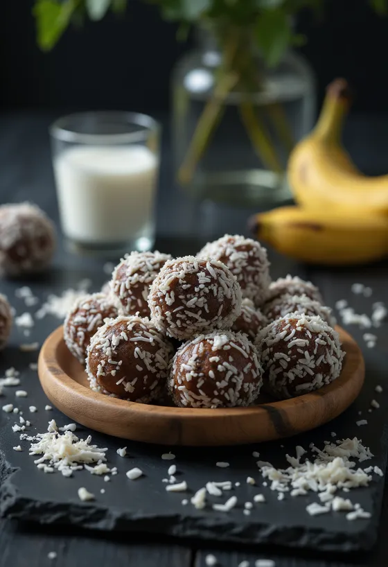 Banánové kokosové kuličky servírované v misce