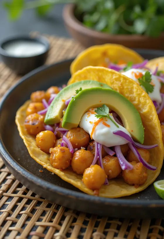 Cizrnové taco servírované