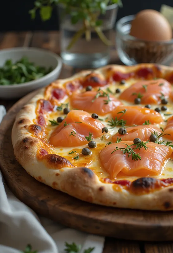 Pizza v dánském stylu s uzeným lososem