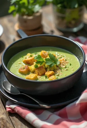 Brokolicový krém s kari tofu