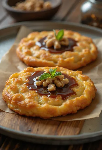 Ořechový Hotteok s křupavým, zlatohnědým těstem, ořechovou náplní