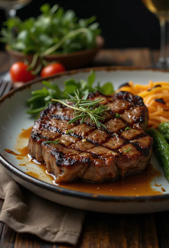 Grilovaný klokaní steak, servírované