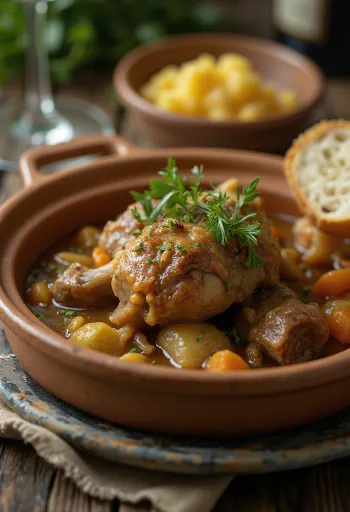 Osso buco s bílým vínem, podávané s mrkví, celerem a gremolatou