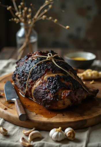 Divoké prase pečené na rožni s bylinkami a pečenou zeleninou