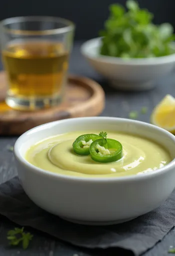 Citronová omáčka s tequilou a jalapeños servírovaná v misce