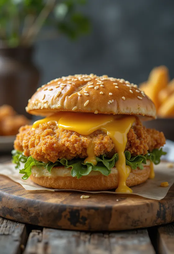 Smažený kuřecí burger s křupavým obalem