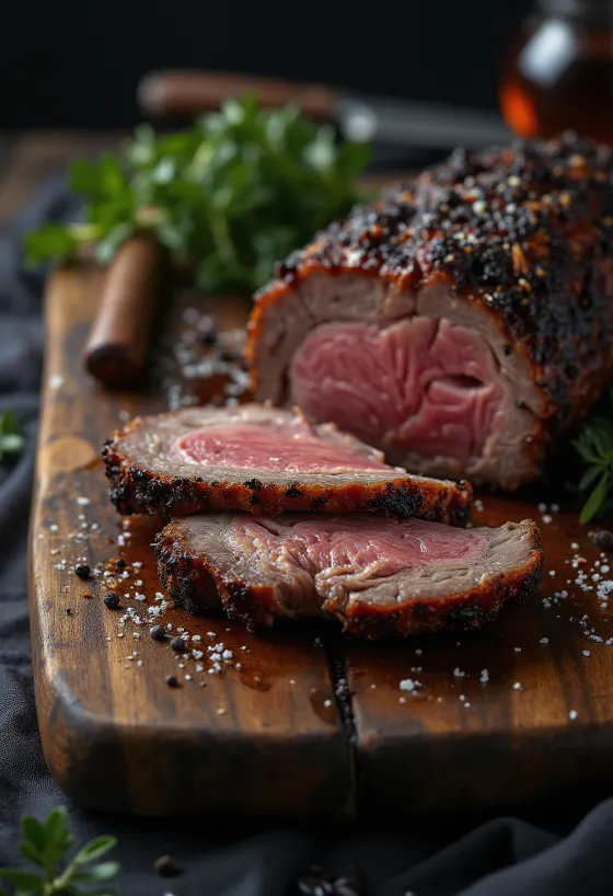 BBQ hovězí hrudí s pečenými bramborami