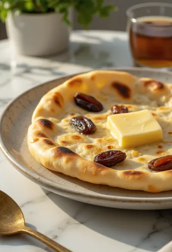 Datlový naan chléb servírovaný