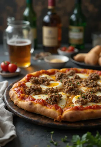 Pizza v mongolském stylu podávaná s jehněčím masem a kořením