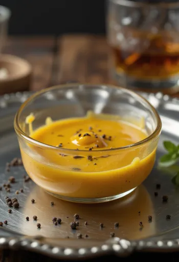 BBQ bourbon-hořčičná omáčka servírovaná