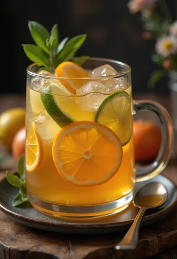 Velký džbán citrusového cideru s ledem