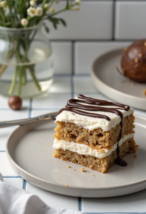 Kaštanový dort bez cukru s krémem z mascarpone a hořkou čokoládou