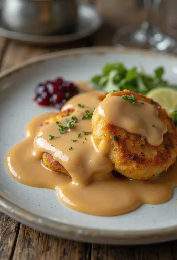 Kjøttkaker s hnědým sýrem, bohaté masové kuličky v sýrové omáčce s čerstvou petrželkou