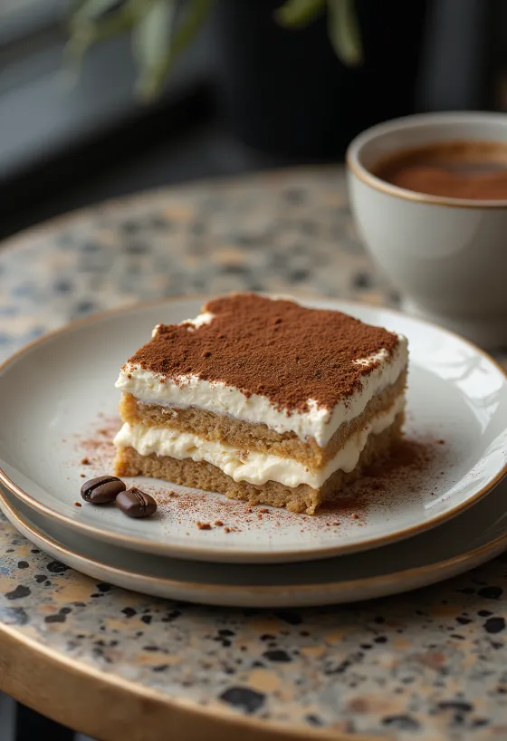 Tiramisu dort bez cukru v elegantním servírování
