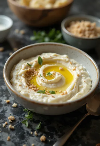 Lilková pomazánka s tahini dresinkem